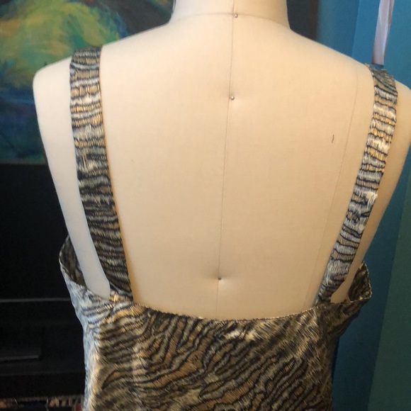 Satin Animal Print Nightie. Chamise. Short Nightgown - Picture 5 of 6